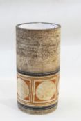 Troika cylindrical vase, square and circle design to glaze, 18.