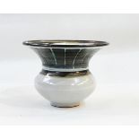 Aldermaston pottery vase with flared rim, baluster-shaped, marked to base,