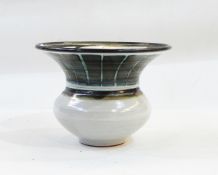 Aldermaston pottery vase with flared rim, baluster-shaped, marked to base,