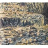 Machine tapestry wall hanging depicting Monet's 'Water Lillies',