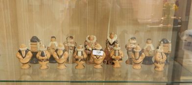 Studio pottery chess figures of 16 pieces,