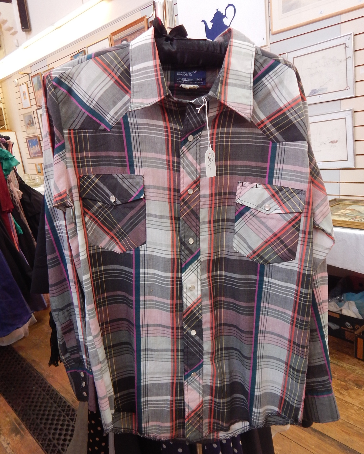 Four vintage cowboy style check shirts including Western Young Bloods, Outlaw Western Wear, - Image 4 of 4