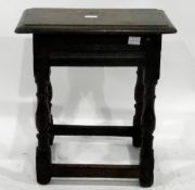 Antique oak joint stool with turned supports and straight stretchers