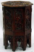 Carved hardwood octagonal occasional table,