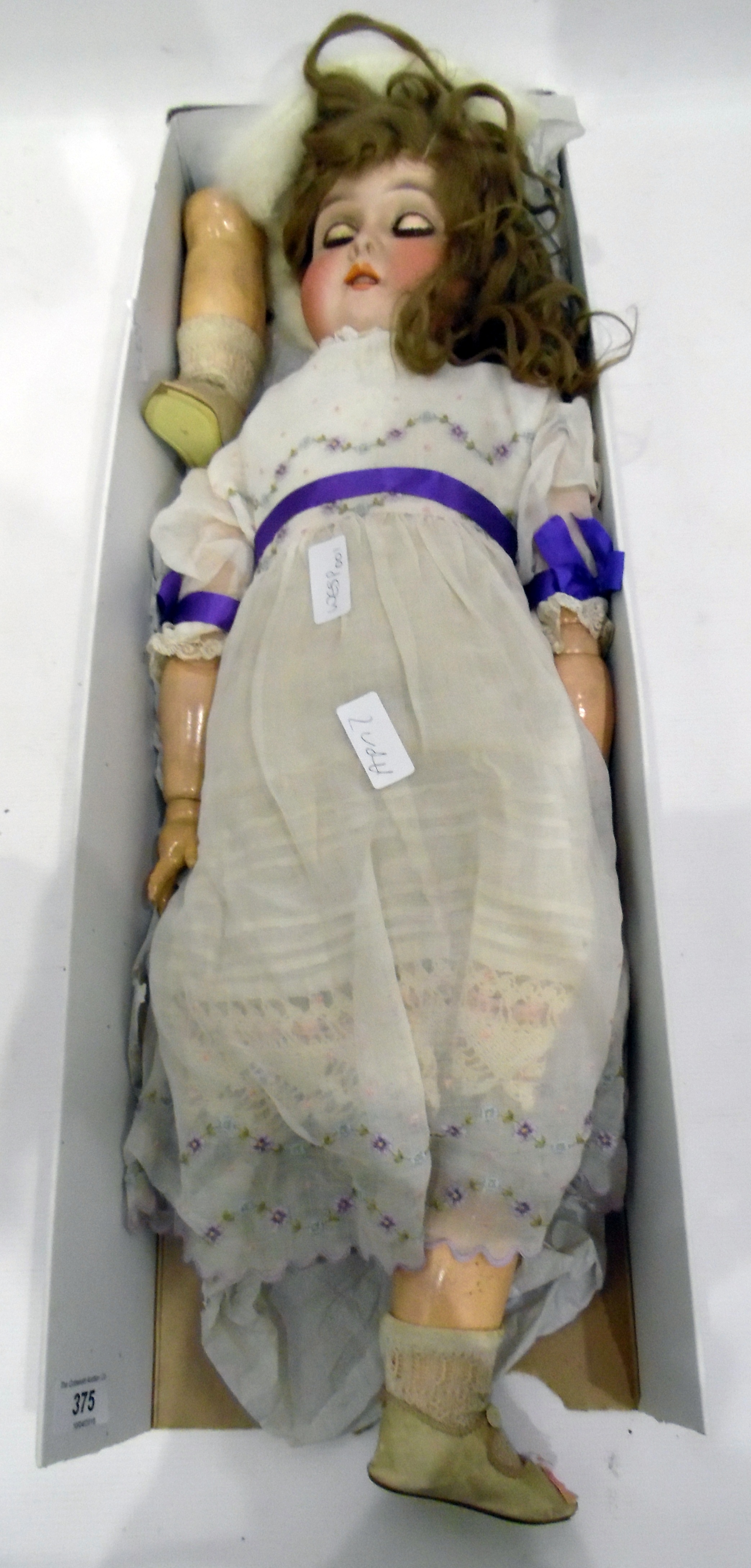 German bisque headed doll with sleeping eyes, open mouth, articulated limbs, - Image 2 of 2