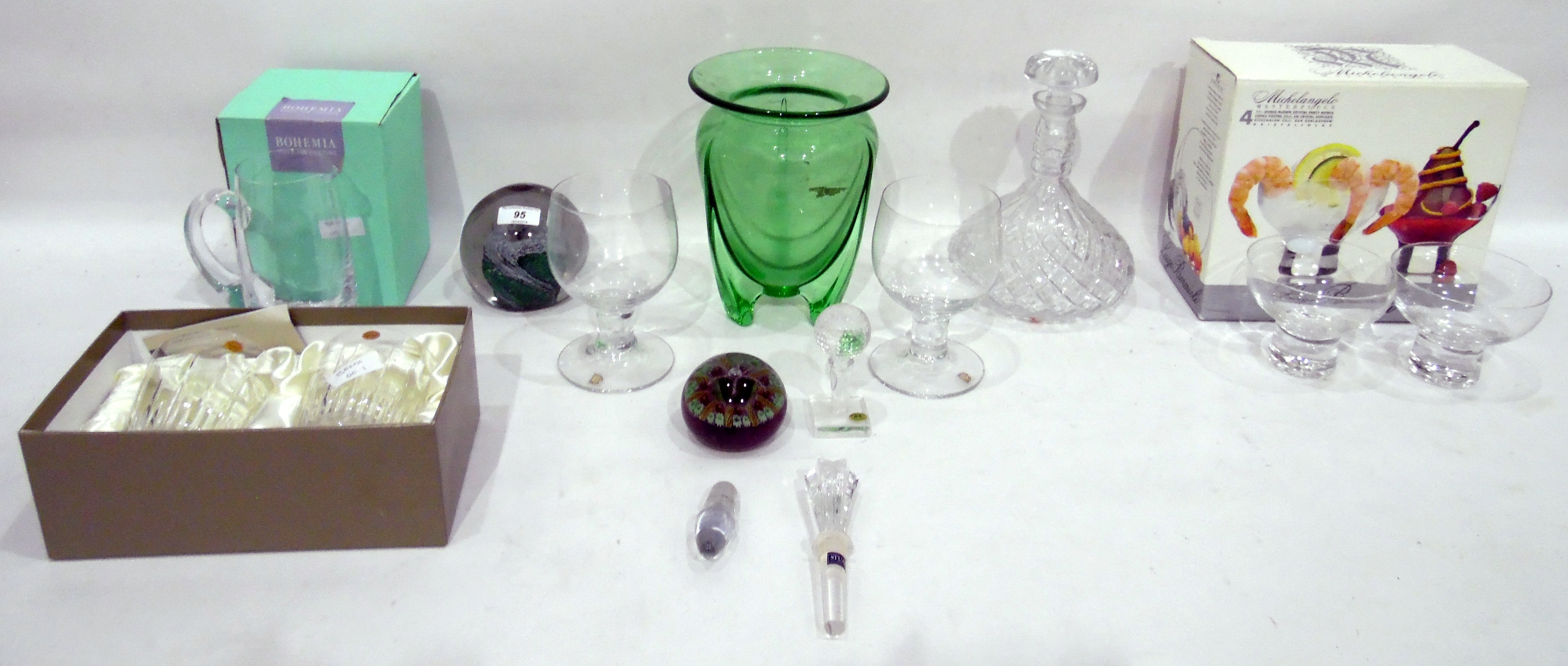 Pair of Tipperary crystal tumblers (boxed), a pair of Dartington glass glasses, two paperweights, - Image 2 of 2