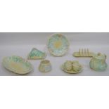 Avonware breakfast set, cream ground with moulded green, mauve and blue floral design,