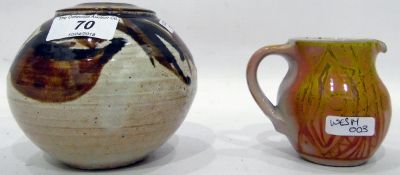 Aldermaston pottery goblet-shaped vase and a miniature jug (2)