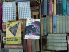 Quantity of Dornford Yates and detective novels including Marjorie Allingham and a set of Dickens,