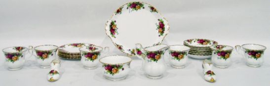 Royal Albert 'Old Country Roses' pattern tea set comprising six cups, saucers, side plates,