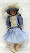 French painted bisque headed doll, impressed mark "Paris 7", fixed blue eyes,