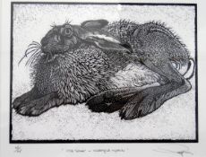 Unattributed (20th century) Limited edition print "Old Silver - Watchful Coves", study of a hare,
