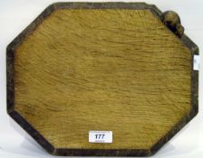 Robert 'Mouseman' Thompson oak bread board, elongated octagonal,