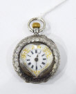 Lady's silver fob watch with heart-shaped enamel dial, Roman numerals, - Image 2 of 2