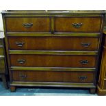 Reproduction straight-front chest of two short and three long drawer, with brass bale handles,