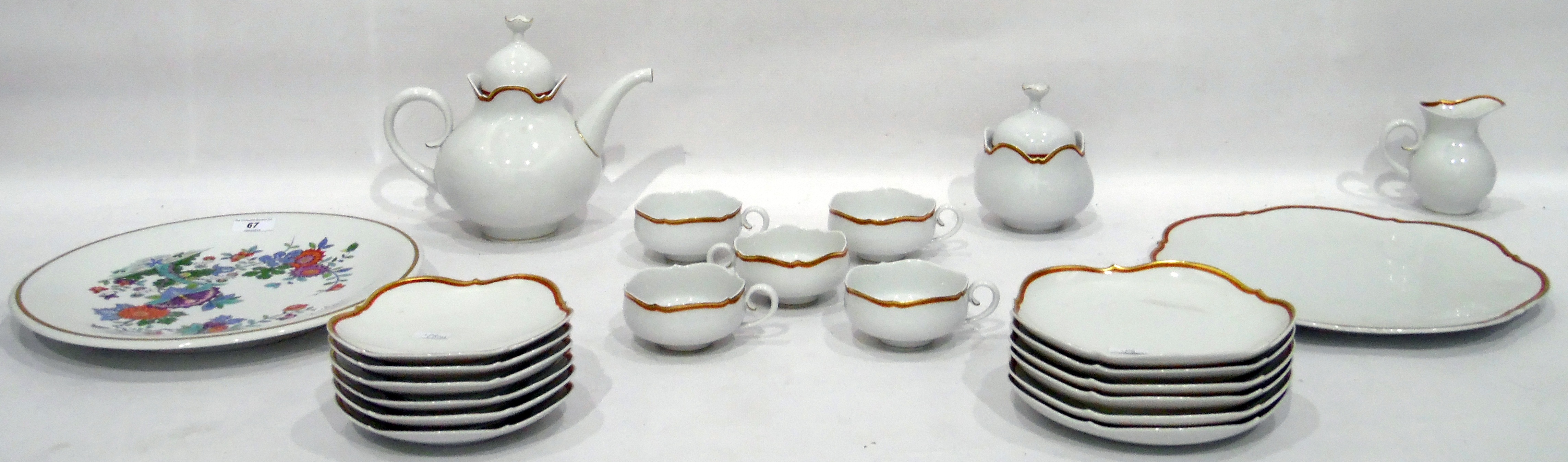 Modern Meissen part tea service with blue cross swords mark to base, comprising of six cups, - Image 2 of 2