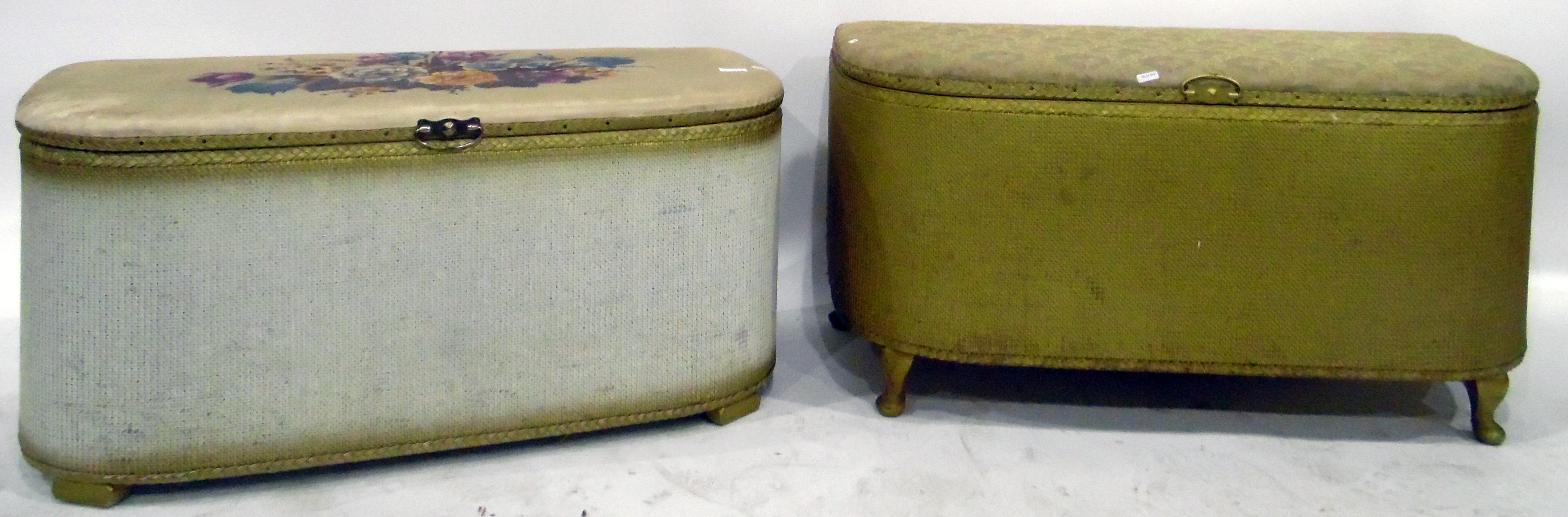 Two Art Fibre D-shaped ottomans (2) - Image 2 of 2