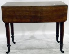 Victorian mahogany drop-flap occasional table with moulded edge top, frieze drawer opposed by dummy,