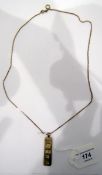 9ct gold ingot pendant on chain,