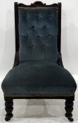 Mahogany framed lady's chair with deep buttoned pad back and upholstered sprung seat,