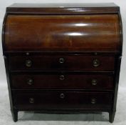 19th century mahogany cylinder desk with fitted interior,