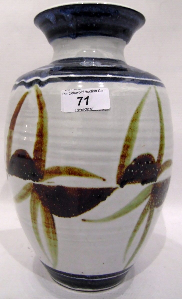 Aldermaston pottery vase, inverse baluster-shaped,