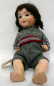 German bisque headed doll with sleeping eyes, open mouth, teeth and composite body, marked '121 R.A.