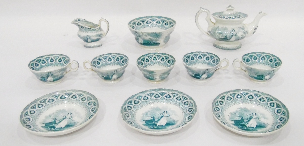 Early 19th century French pottery child's part tea service,