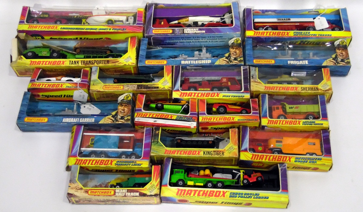 Collection of Matchbox super kings, battle kings and sea kings series vehicles to include tanks,