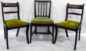 Pair of Regency-style mahogany dining chairs with horizontal ropetwist splat,