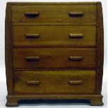 Mid 20th century beech-finish chest of four drawers,