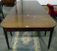 19th century mahogany extending D-end dining table on tapering supports, 286cm fully extended x 117.