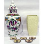 Set of five Hummel reproduction Christmas plates, a modern Chinese-style ginger jar and cover,