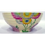 Clarice Cliff bowl, 'Pink Pearls' pattern, floral decorated, no.