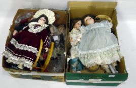 Modern child doll marked 'EN-1994' limited edition 635/2000 and various other modern dolls (2