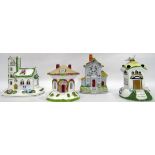 Three Coalport model houses to include 'Village Church',