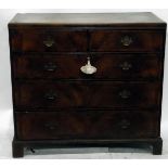Georgian style walnut veneer chest of two short and three long graduated drawers, on bracket feet,