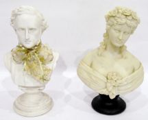 Reconstituted marble bust of woman with flowers in her hair and a plaster bust of Mendelssohn (2)