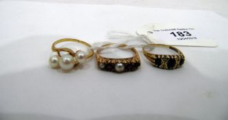 Three 9ct gold rings,