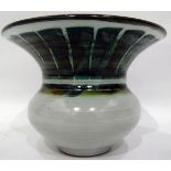 Aldermaston pottery vase with flared rim, baluster-shaped, marked to base,
