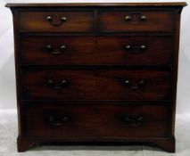 Georgian mahogany straight front chest of two short and three long graduated drawers,