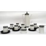 Susan Williams-Ellis for Portmeirion pottery 'Greek Key' coffee service comprising coffee pot,