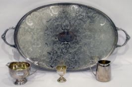 Silver plated Barvingtons of London two-handled oval tray,
