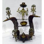 Late 19th/early 20th century Indian brass and horn desk stand surmounted with central deity