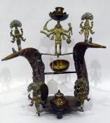 Late 19th/early 20th century Indian brass and horn desk stand surmounted with central deity
