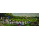 After John Haskins (20th century) Colour print View from boundary of cricket on village green