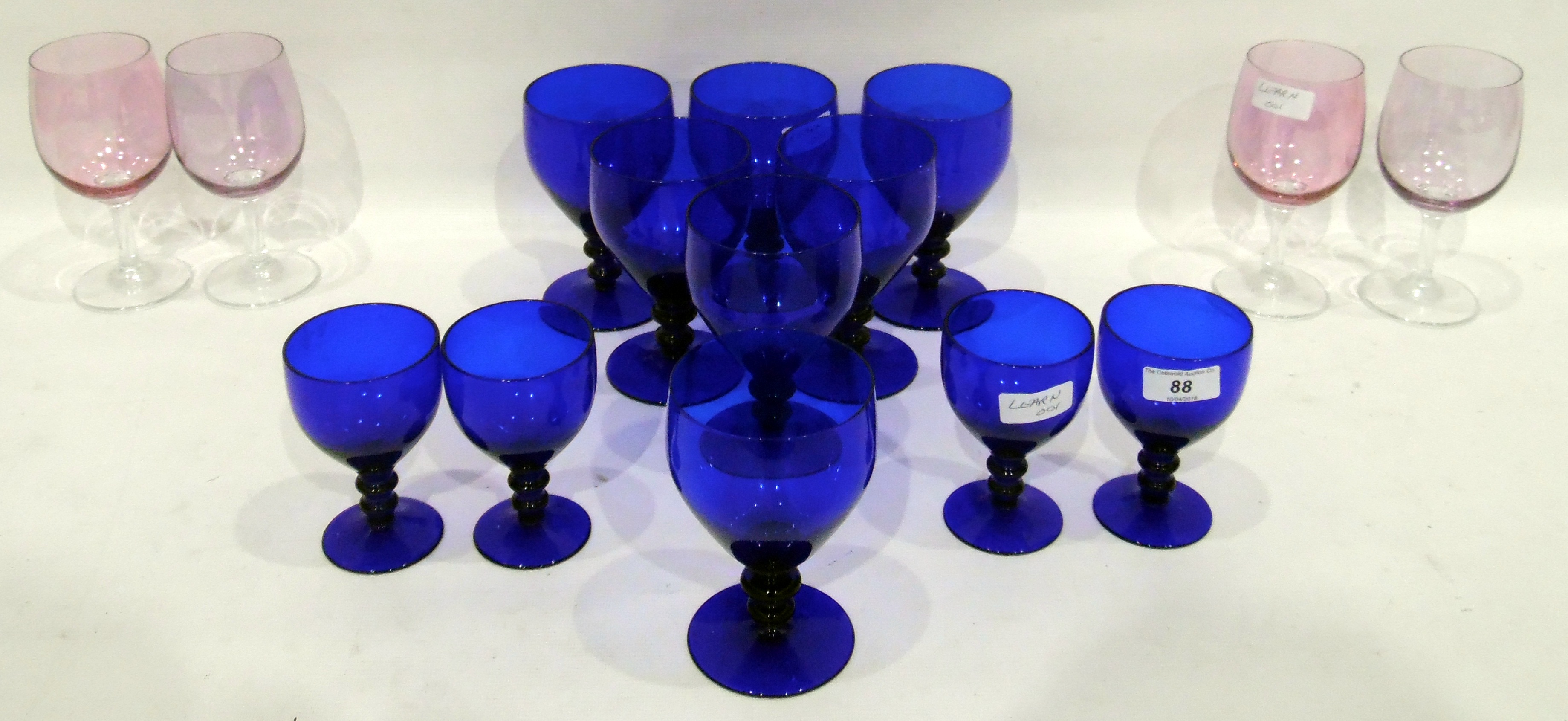 Seven Bristol blue wine glasses, - Image 2 of 2