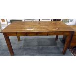 Pine kitchen table of rectangular form, on square supports,