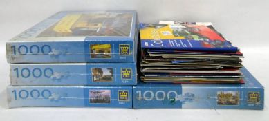 Four assorted 1000 piece boxed puzzles and other items (1 box)
