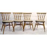 Set of four Ercol twisted stickback dining chairs (shape 376),
